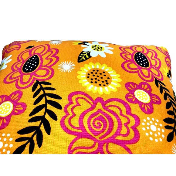 Sugar Skull Decorative Throw Pillow 2 Sided Flowers Embroidered 16"x 16" Pink - Picture 6 of 6